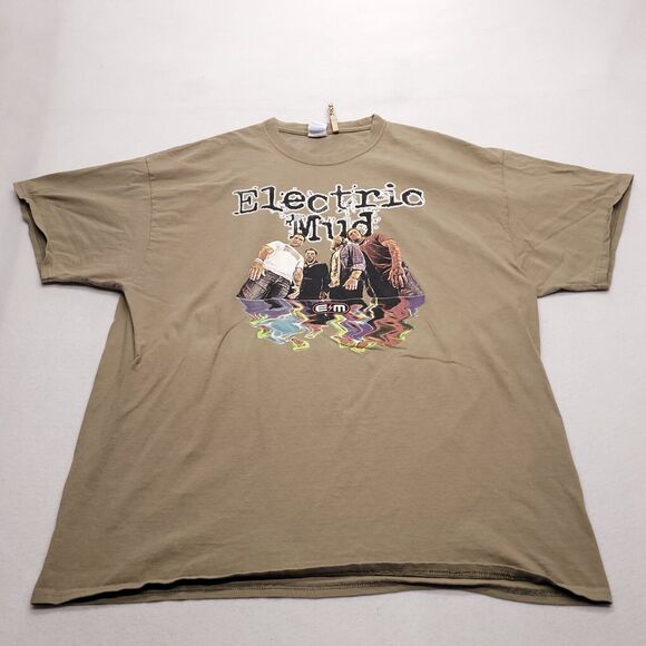 Electric Mud Casual Short Sleeve Graphic T Shirt Mens Size 2XL Beige - Picture 2 of 10